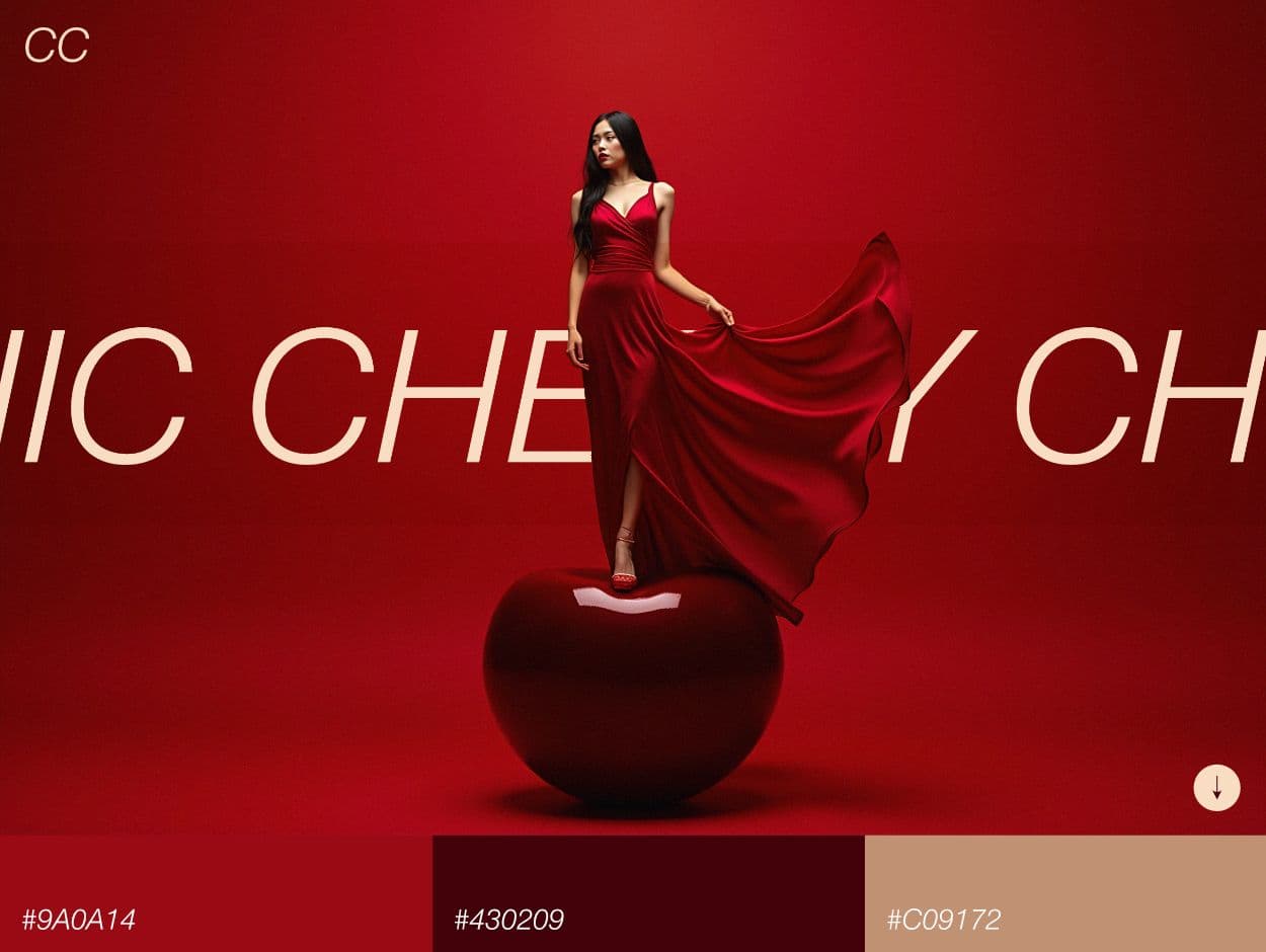 Schöne rote Farbpalette - Webdesign Beispiel mit Kirschrot und Hauttönen