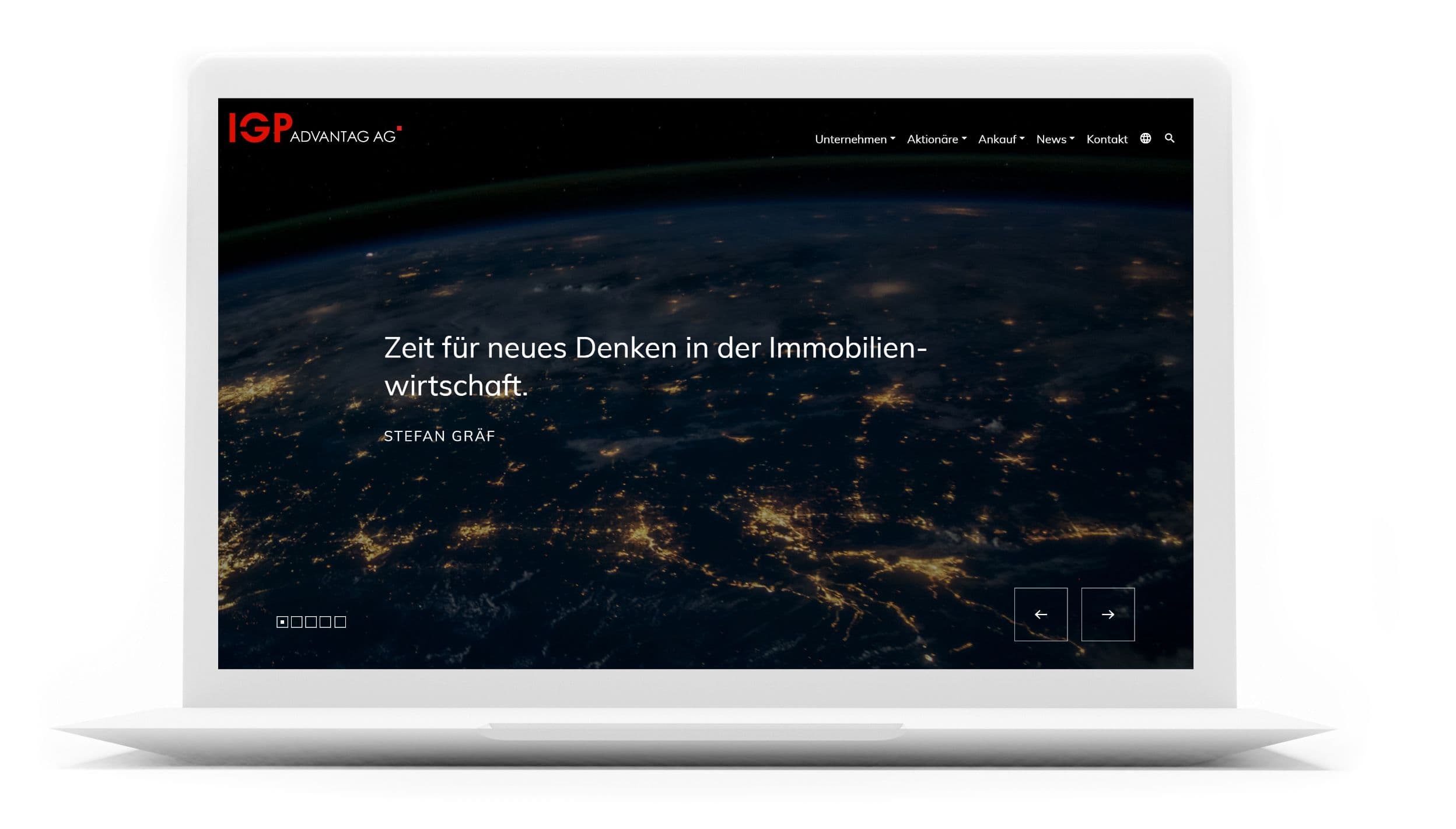 Website IGP Advantag AG auf Notebook