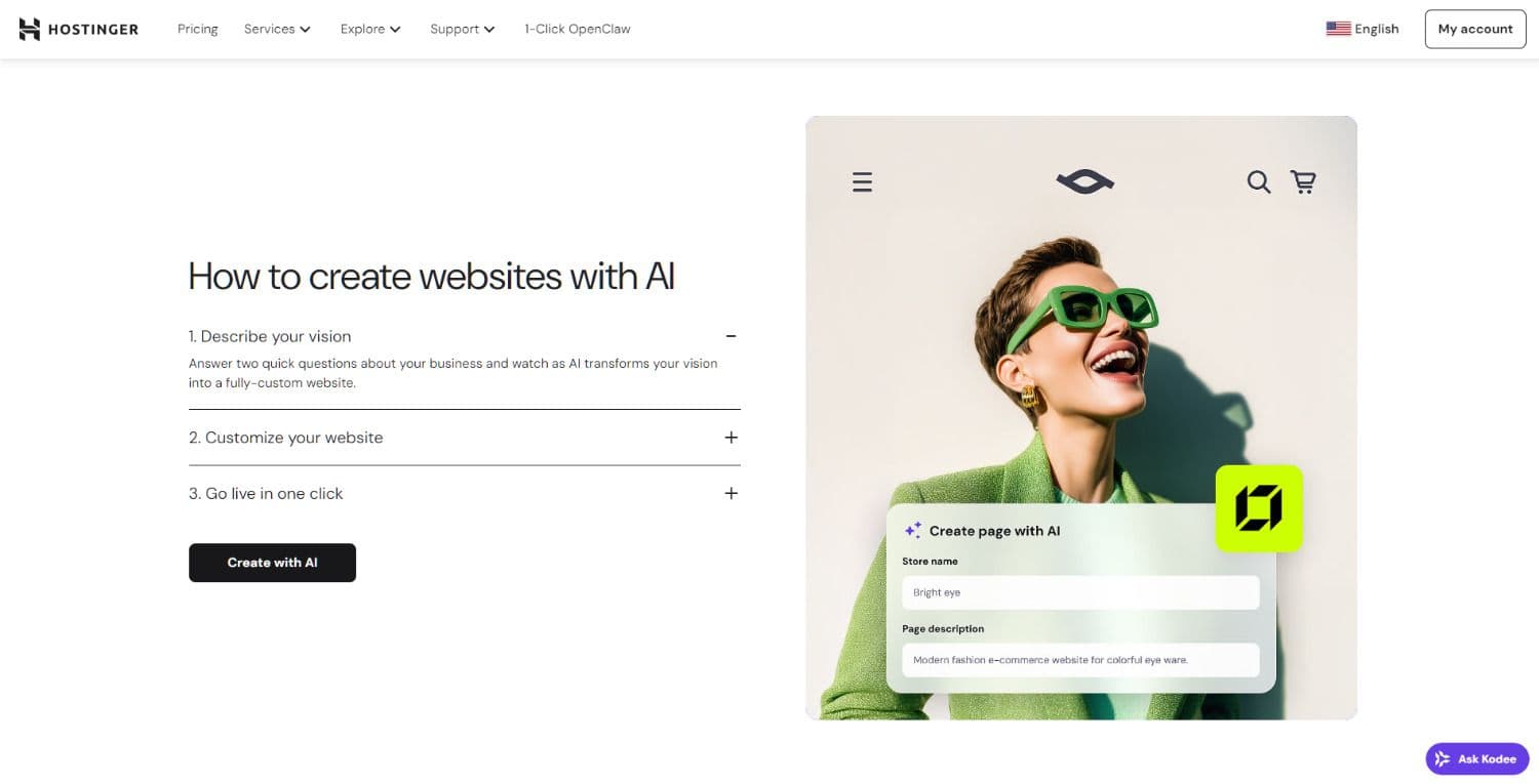 KI Website Builder hostinger