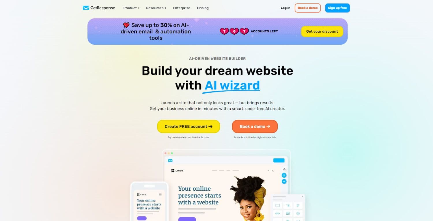 KI Website Builder von getresponse