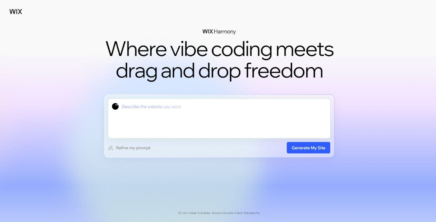 KI Website Builder WIX Harmony