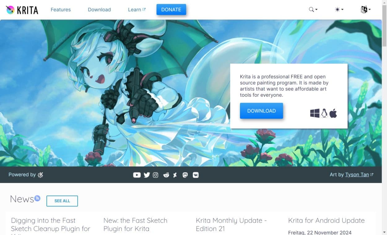 Krita - kostenlose Bildbearbeitung und -erstellung