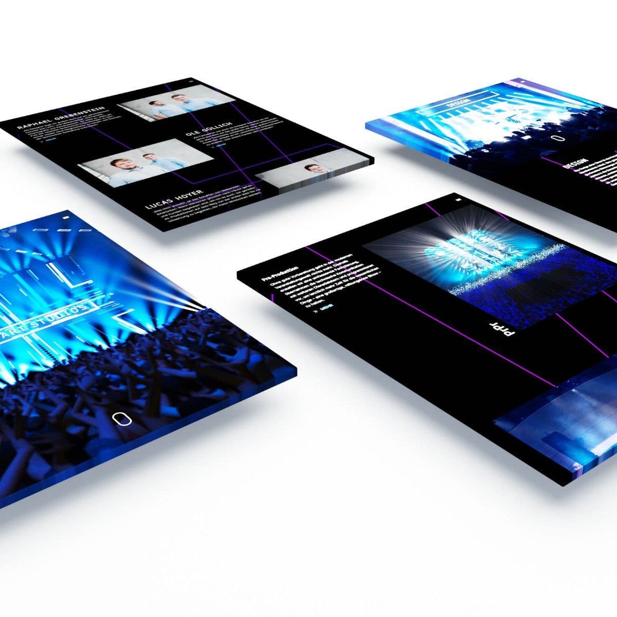 Webdesign Projekt - dargestellt als perspective screens