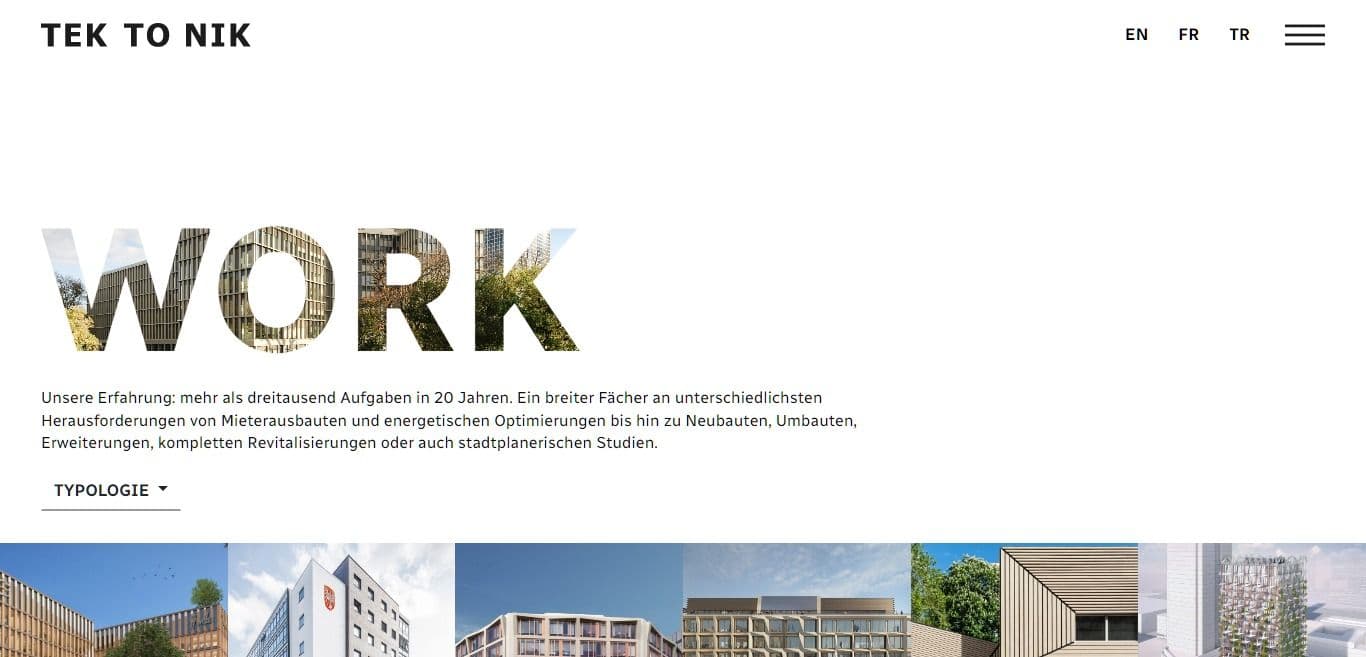 TEKTONIK Architekten Menu