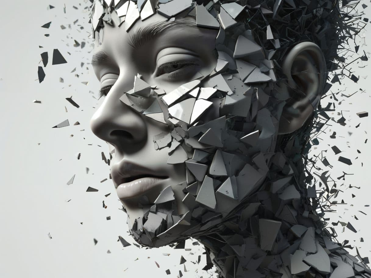 Abstrakt Surrealistisches Portrait erstellt mit ComfyUI und Juggernaut