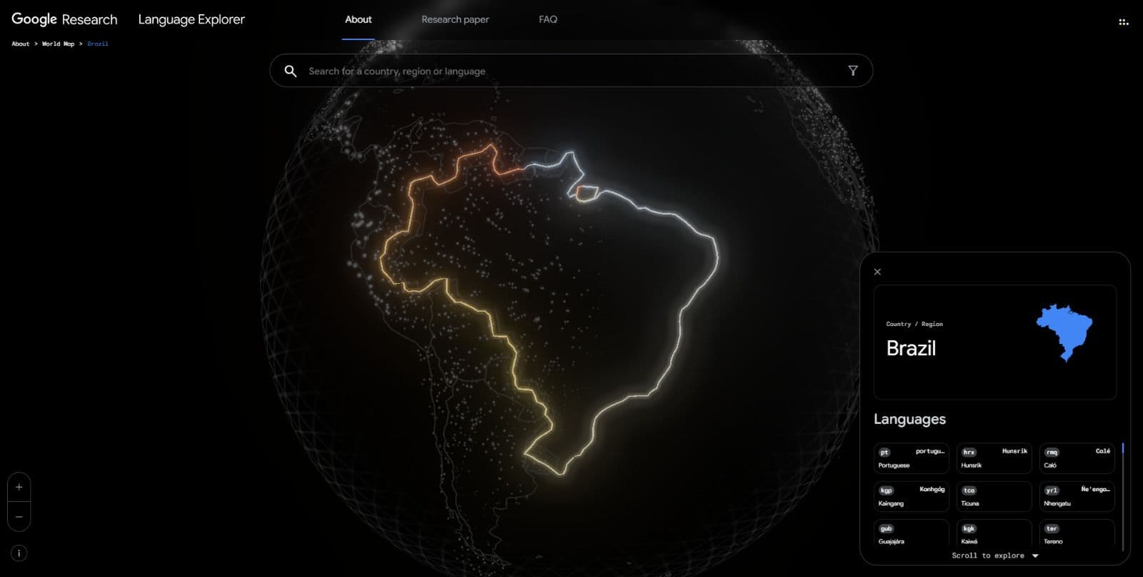 Coole Website - Google Language Explorer