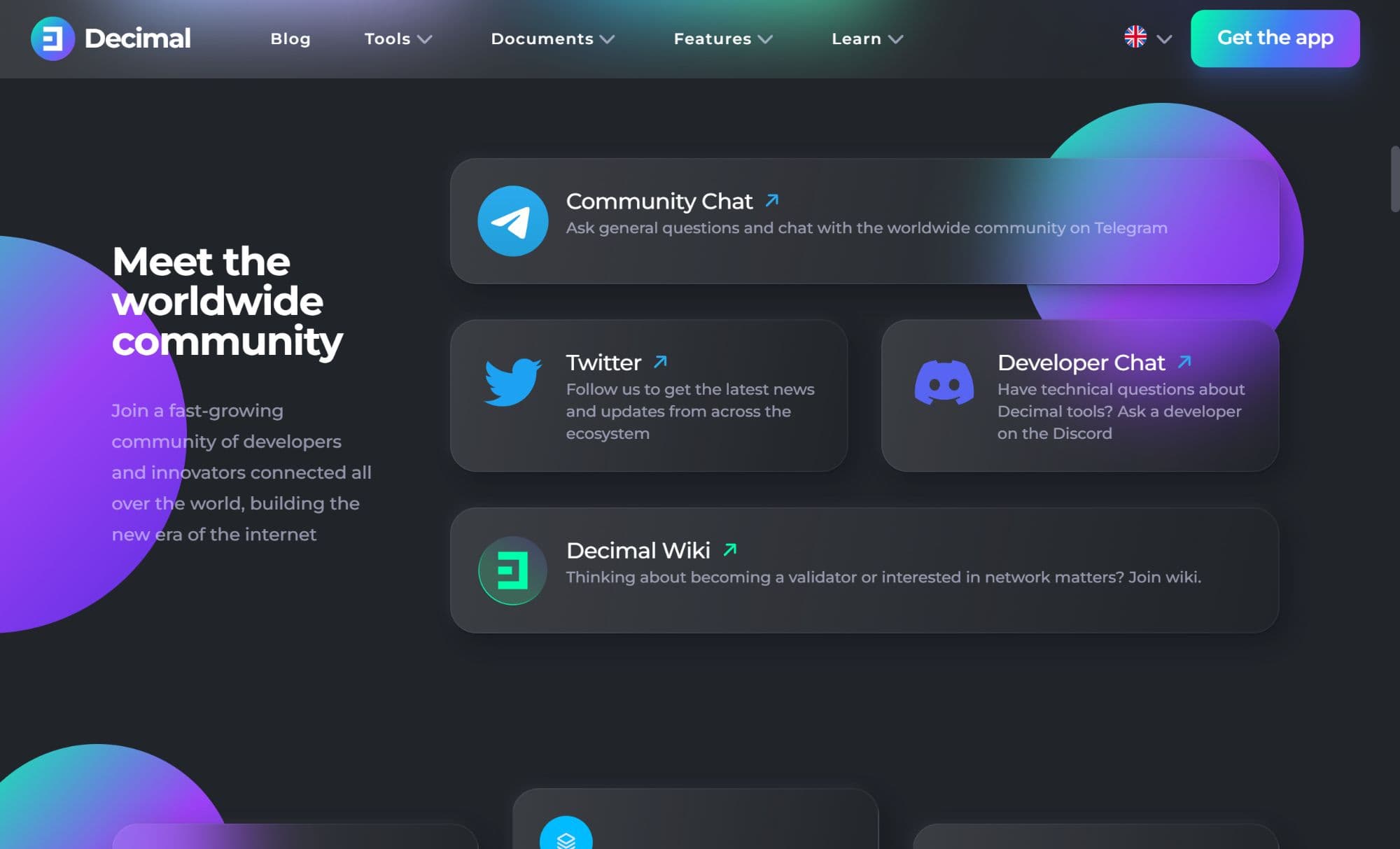 Screenshot decimalchain.com Website