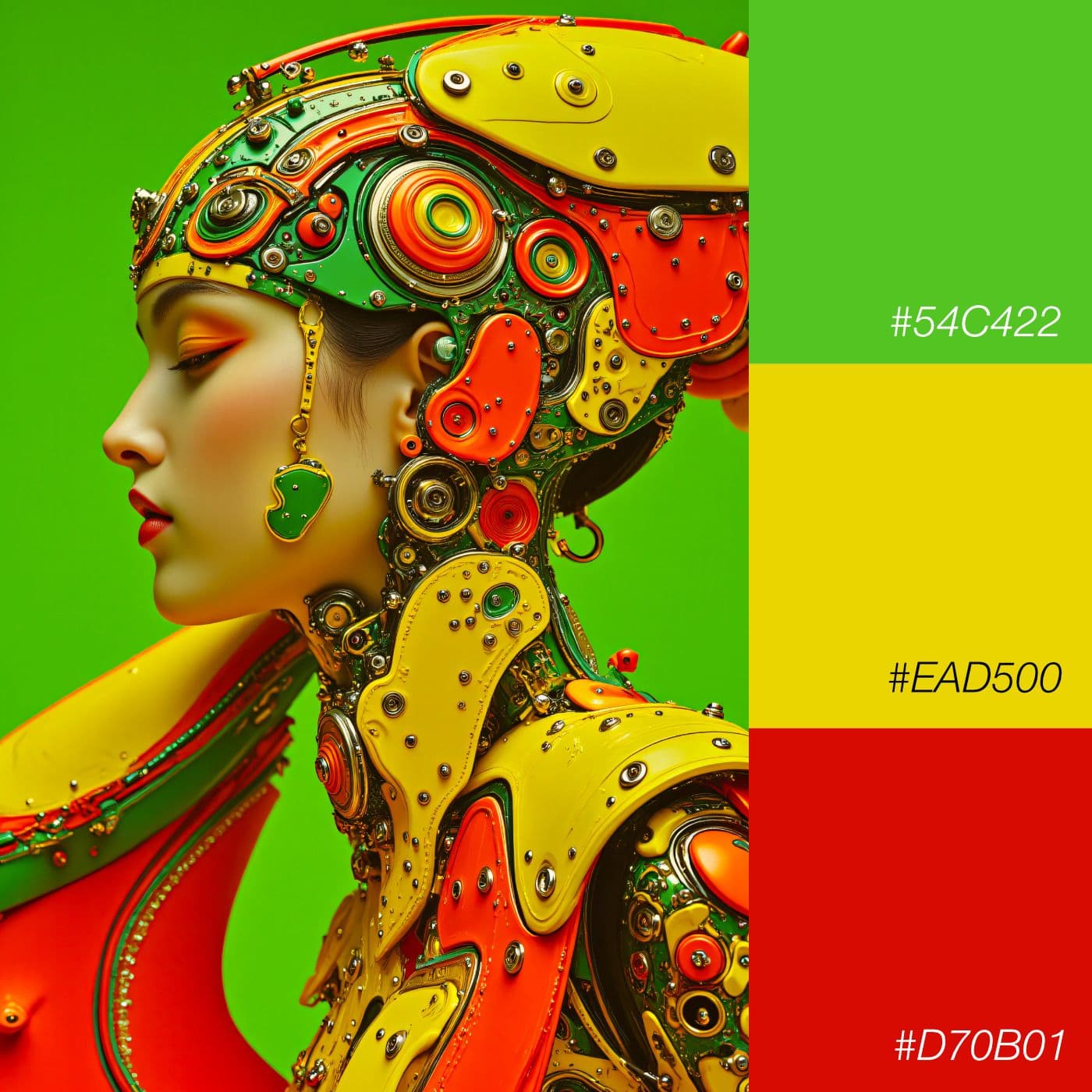 Farbkombination Leuchtendes Grün, Sonniges Gelb und Feuerrot – Bold Vibrancy