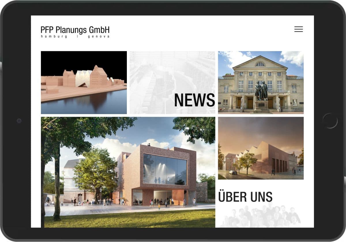 Hamburger Menü Startseite mit Zweitnavigation