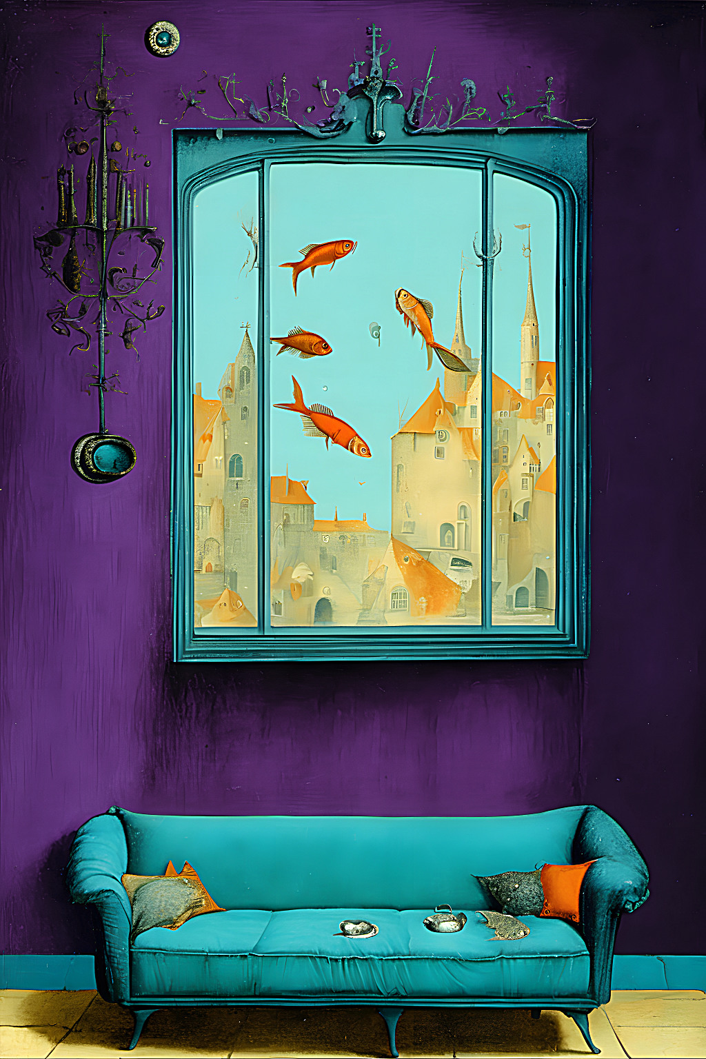 Sofa vor Fenster - Illustration